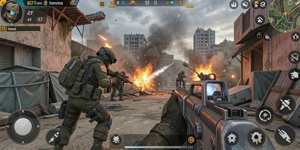 Screenshot menunjukkan aksi seru di permainan TPS 6CF.