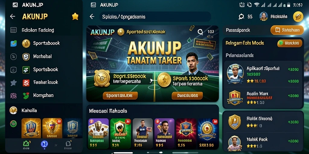 Tampilan menarik dari aplikasi AKUNJP saat melakukan taruhan olahraga.