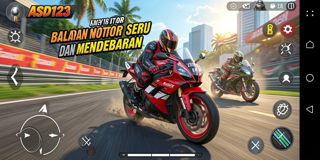 Gameplay menegangkan dengan balapan motor yang seru.
