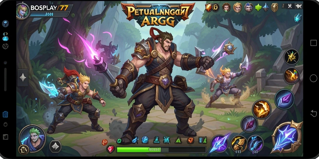 Tampilan gameplay seru di dunia ARPG BOSPLAY77.