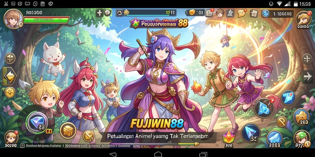 Tampilan gameplay seru dan karakter Anime yang menarik.