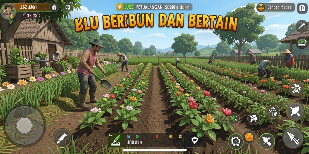 Gameplay JJ62 yang menyenangkan dalam bertani dan berkebun.