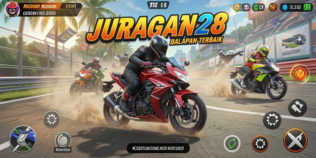 Tampilan menarik dari gameplay balapan motor JURAGAN28.