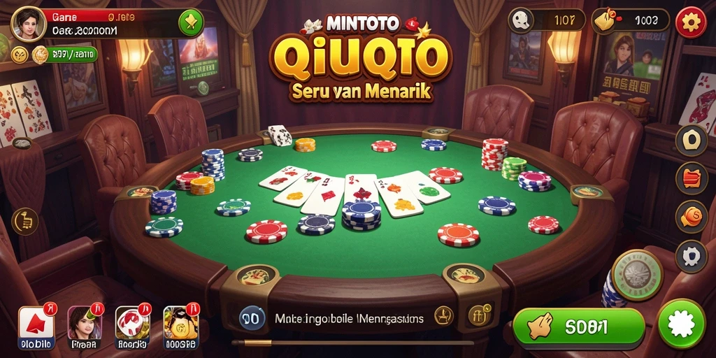 Screenshot gameplay MINTOTO yang menunjukkan suasana seru bermain QiuQiu.