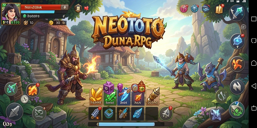 Tampilan gameplay NEOTOTO menampilkan pertarungan dinamis dan eksplorasi dunia RPG.