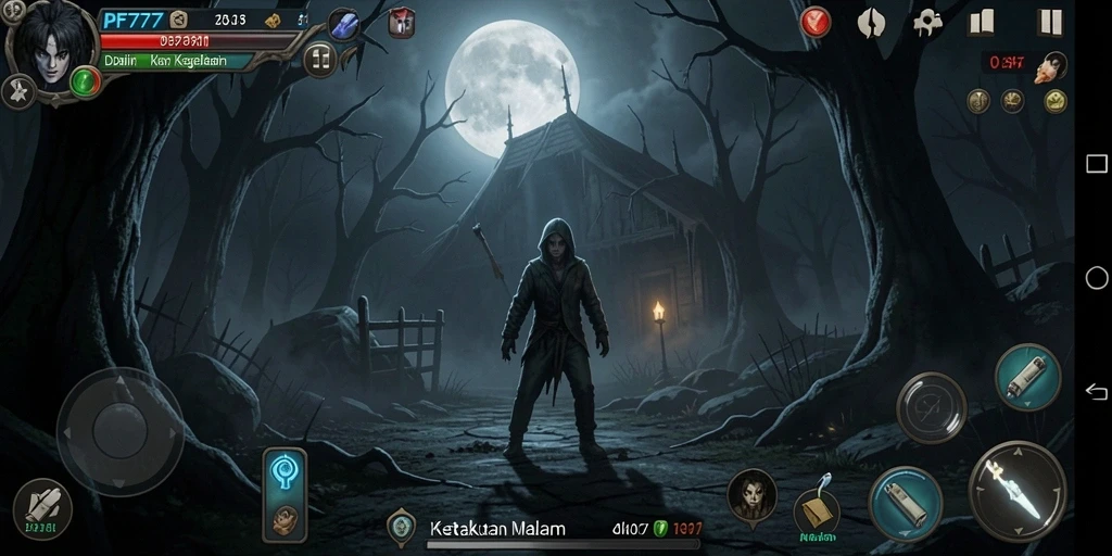 Screenshot PF777 menampilkan suasana menyeramkan dan gameplay mendebarkan.
