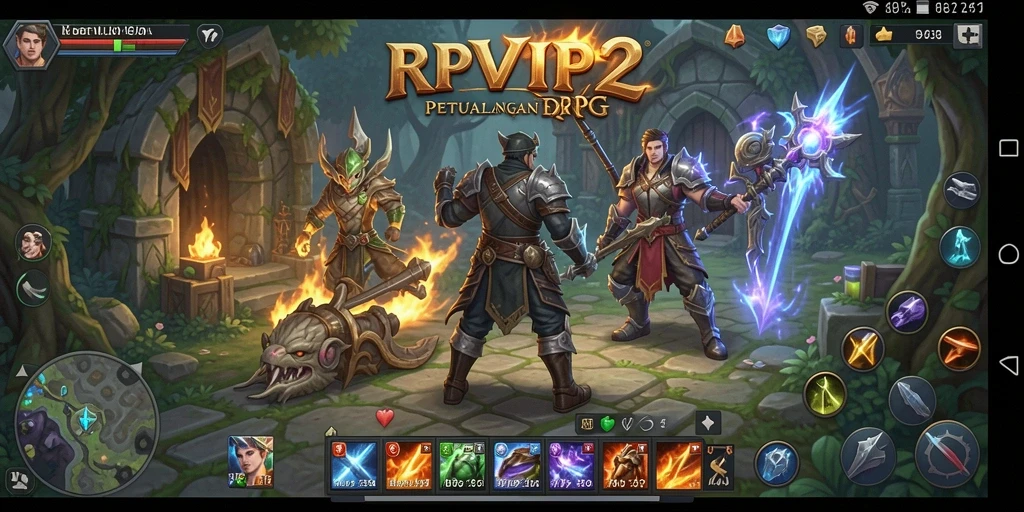 Tangkapan layar RPVIP2 menampilkan aksi pertarungan RPG yang mendebarkan.